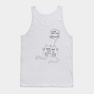 Two cats love each other and pizza Tank Top